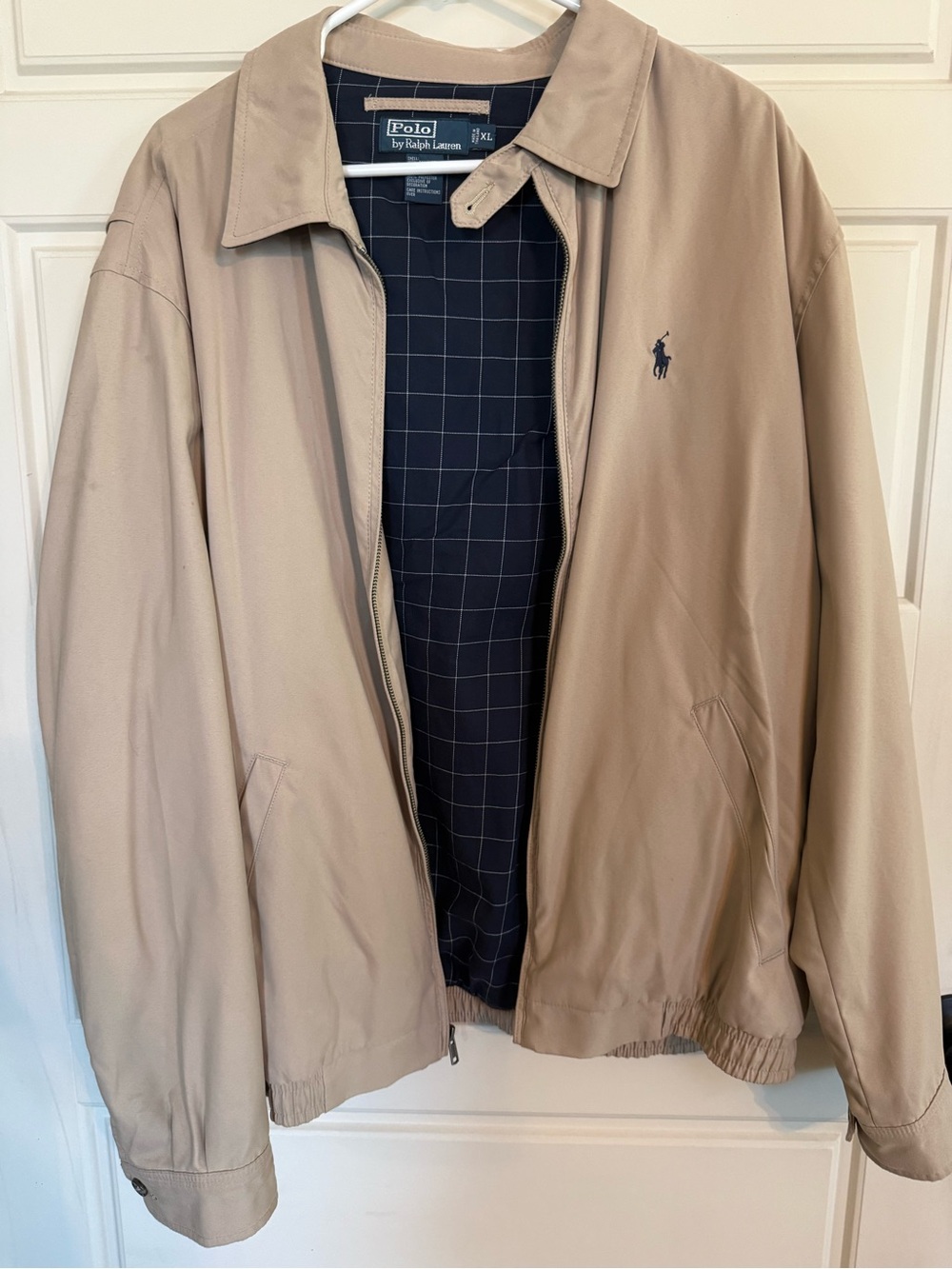 Polo Ralph Lauren Men’s Khaki Lightweight Zip Jacket with Navy Lining
